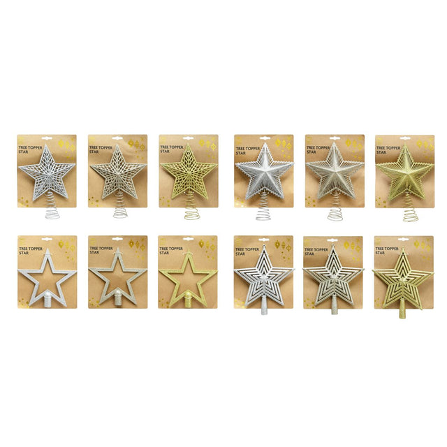 Glitter Star Christmas Tree Topper 20cm - Assorted