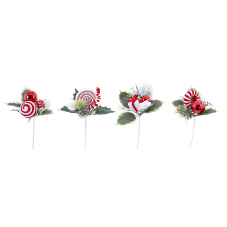 Candycane Leaf Deco Pick 18cm