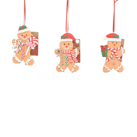 3 Pack Christmas Gingerbread Foam Ornaments 10cm - Assorted
