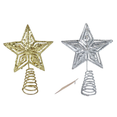 Glitter Star Christmas Tree Topper 13 x 17.5cm - Assorted