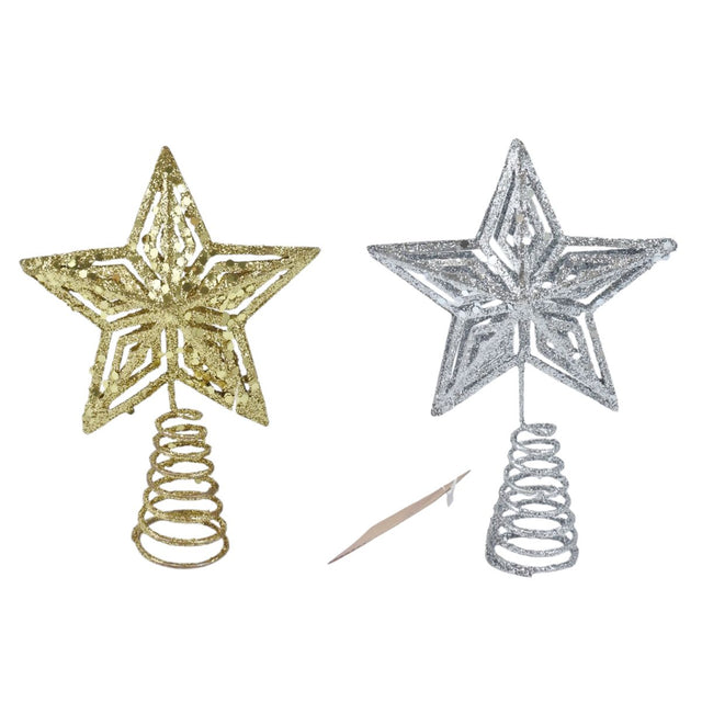 Glitter Star Christmas Tree Topper 13 x 17.5cm - Assorted