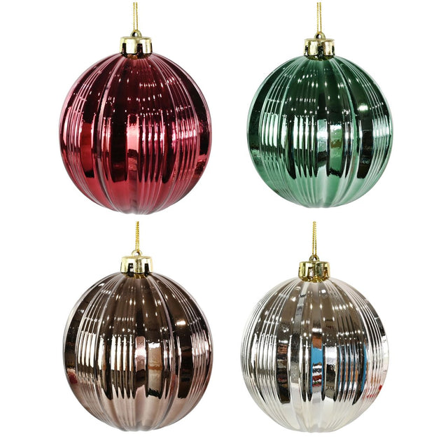 Shiny Fluted Christmas Bauble 12cm - Assorted