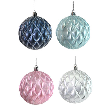 Faceted Matte Diamond Bauble 70mm - Assorted Blue