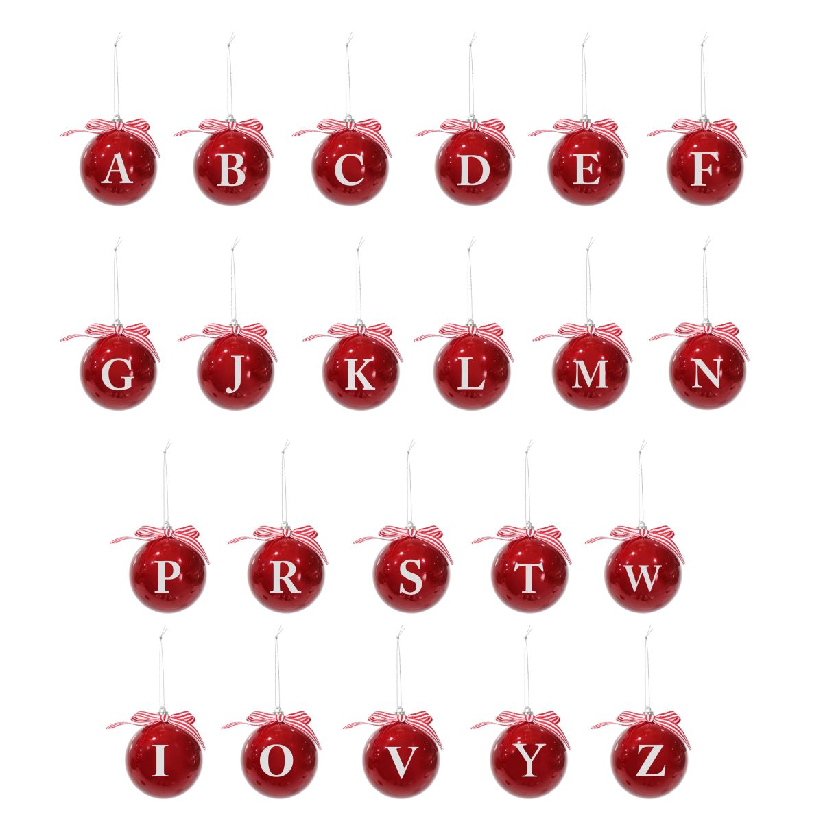 Glossy Alphabet Bauble 8cm - Assorted