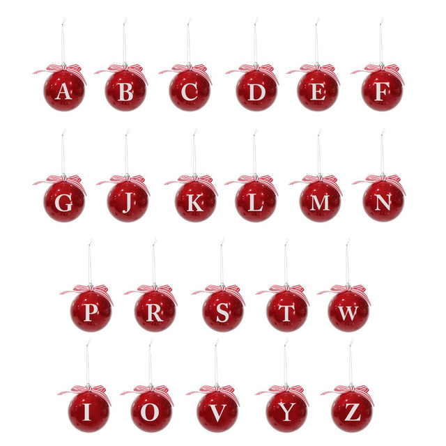 Glossy Alphabet Bauble 8cm - Assorted
