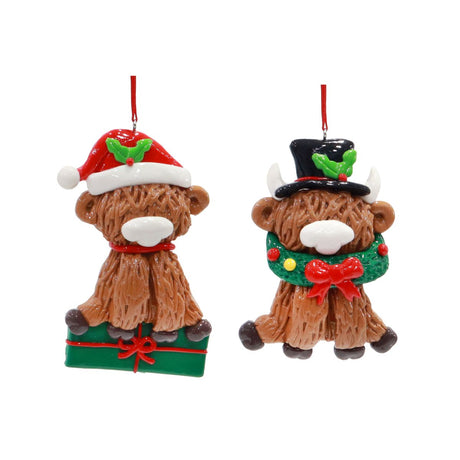 Hanging Shaggy Highland Cow Decoration - Assorted