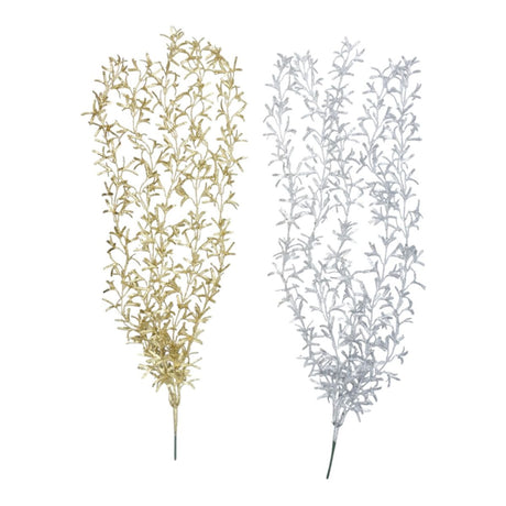 Christmas Glitter Foliage Pick 71cm - Gold/Silver