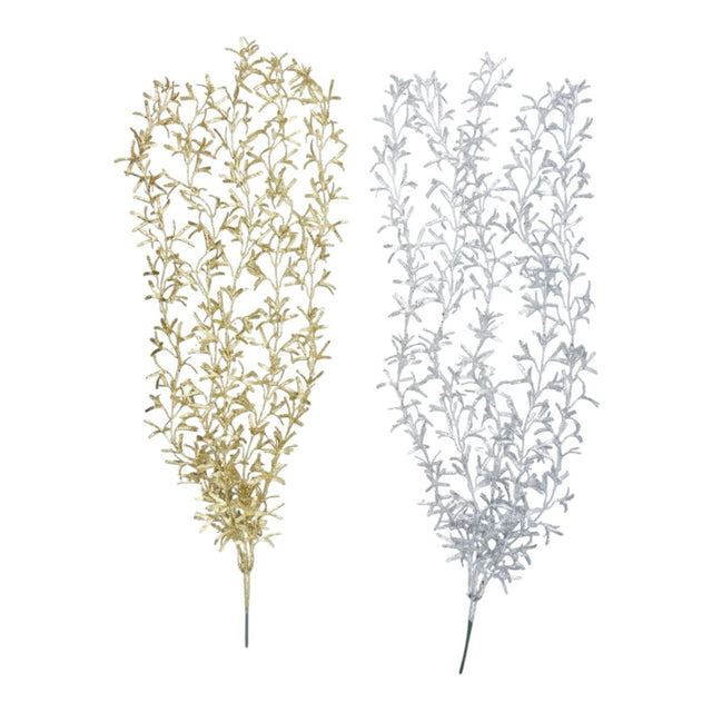 Christmas Glitter Foliage Pick 71cm - Gold/Silver