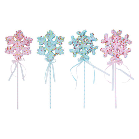 Jumbo Snowflake Candy Christmas Pick - Assorted Pink/Blue
