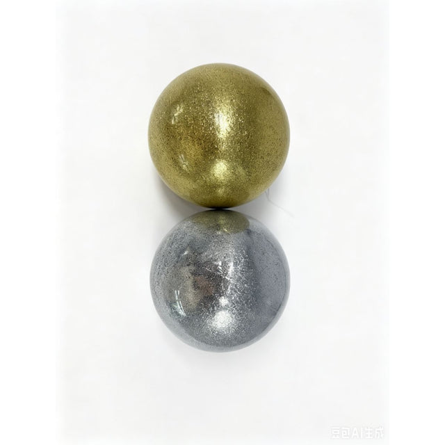 2 Pack Christmas Glitter Baubles 12cm - Gold/Silver