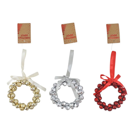 Christmas Nutbell Wreath 9.5cm - Assorted Metallic