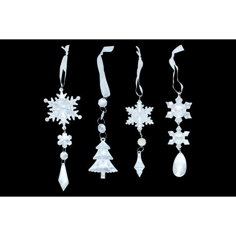 4 Pack Christmas Tree Acrylic Decorations 21-23cm - Clear