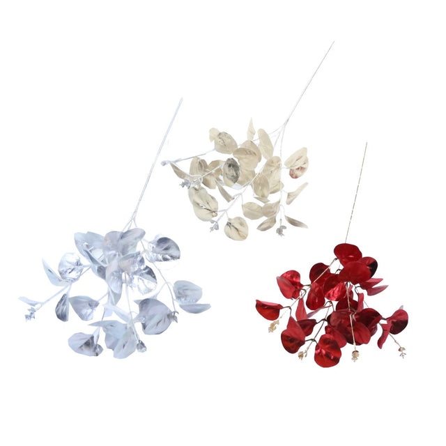 Christmas Spray Leaves 60cm - Champagne Silver Red
