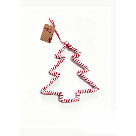Hanging Christmas Tree Décor 20cm - Red Candy Stripe