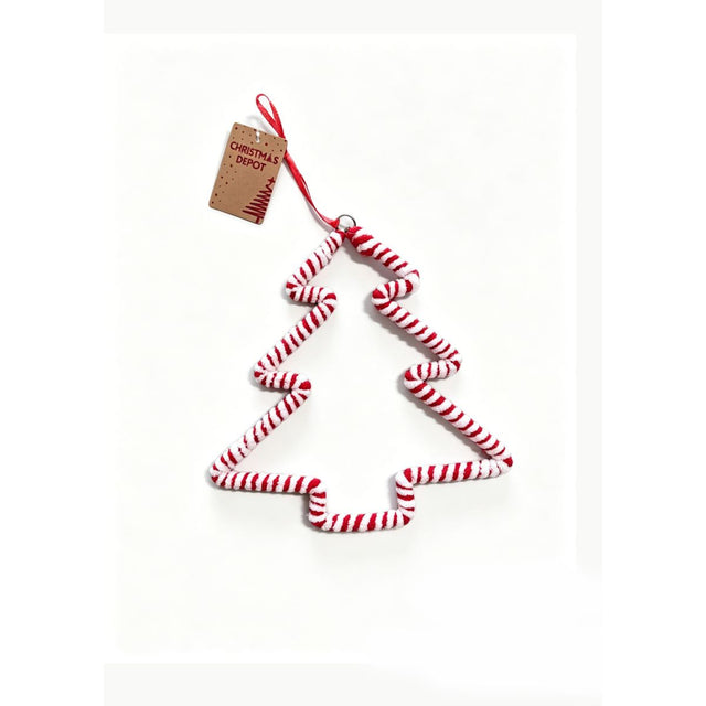 Hanging Christmas Tree Décor 20cm - Red Candy Stripe