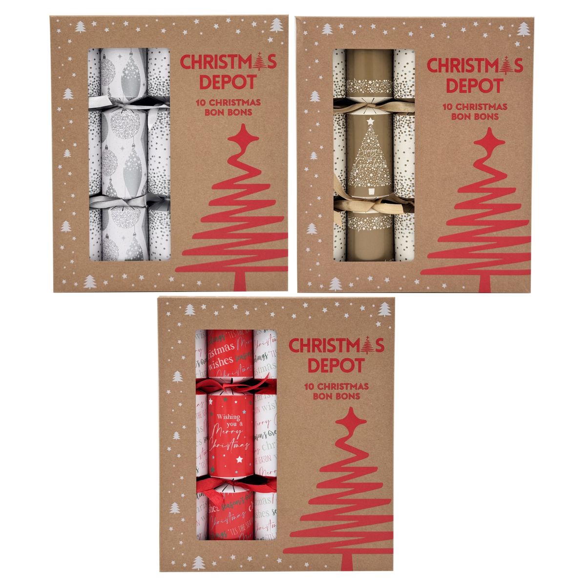10 Pack Christmas Crackers - Gold