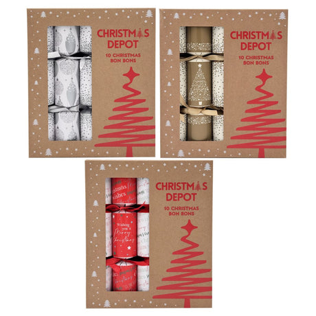10 Pack Christmas Crackers - Gold