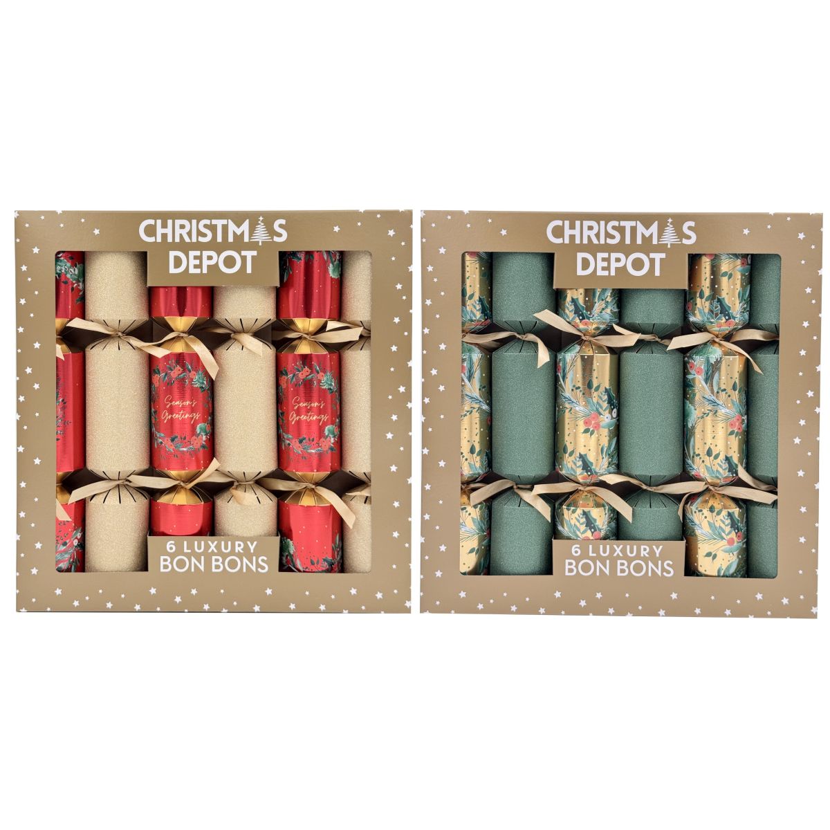 6 Pack Christmas Luxury Crackers 14" x 5.8cm - Assorted