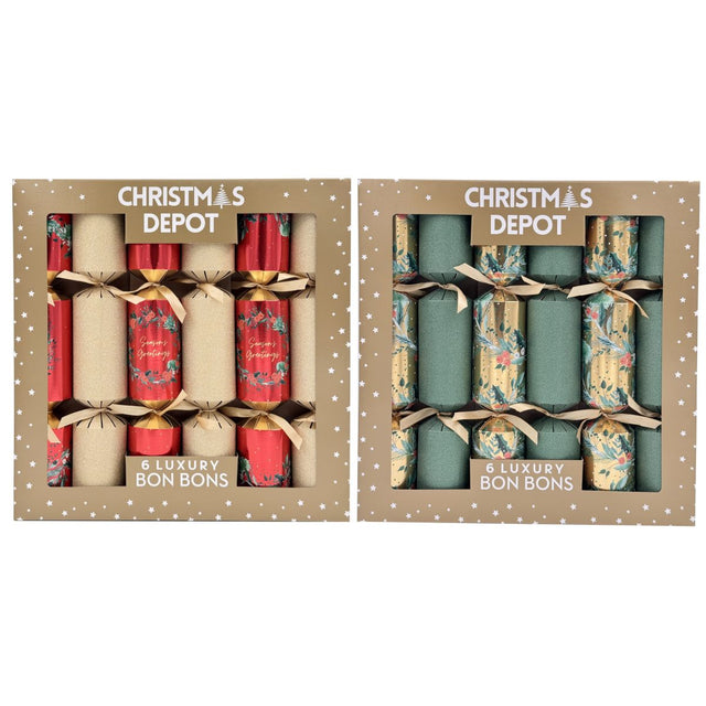 6 Pack Christmas Luxury Crackers 14" x 5.8cm - Assorted