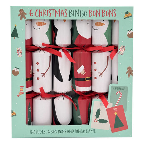 6 Pack Christmas Crackers - Bingo Game Set