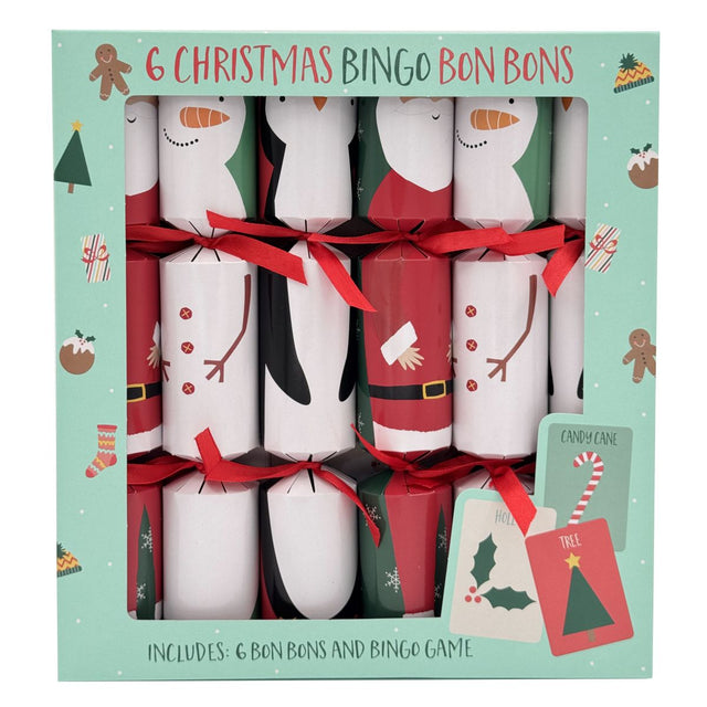 6 Pack Christmas Crackers - Bingo Game Set