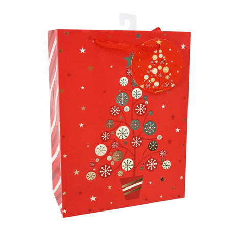 Gift Bag Red-Gold Foil Medium