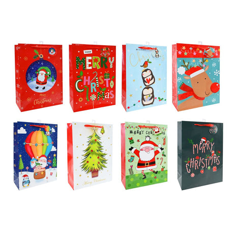 XL Mega Printed Christmas Gift Bag with Tag - Assorted