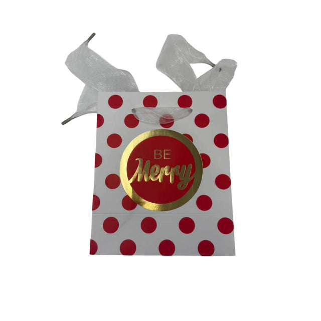 3 Pack Christmas Gift Bags Polka Dot Small 11.5 x 14 x 6.5cm