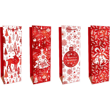 Holographic Foil Christmas Bottle Gift Bag 35 x 12 x 10cm