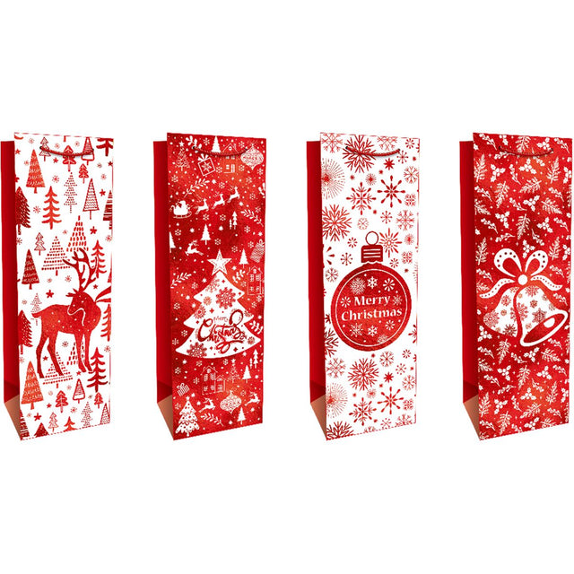 Holographic Foil Christmas Bottle Gift Bag 35 x 12 x 10cm