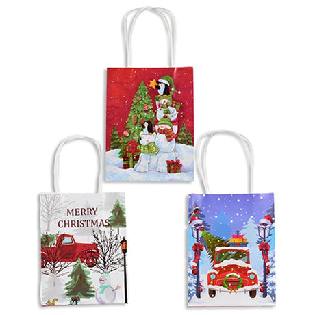 3 Pack Christmas Gift Bags 17.5 x 9.5 x 23cm - Red and White