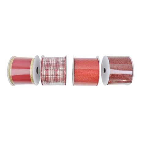 24 Pack Christmas Ribbon Spools 6.3cm x 2.7m - Red