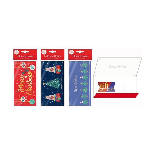 4 Pack Christmas Gift Card Holders with Envelopes