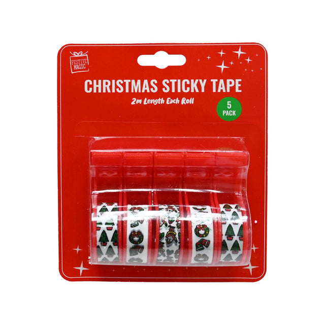 5 Pack Sticky Tape with Dispenser 2m