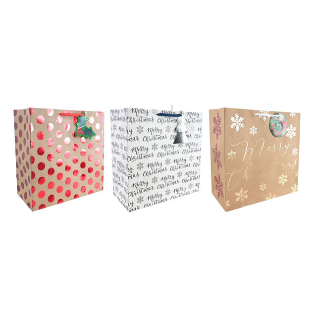 XL Square Kraft Gift Bag with Foil and Glitter Detail