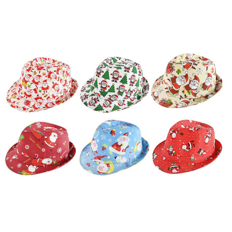 Christmas Vintage Santa Trilby Hat - Assorted