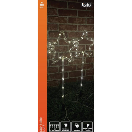 5 Pack Solar Star Stake Lights Warm White 50cm