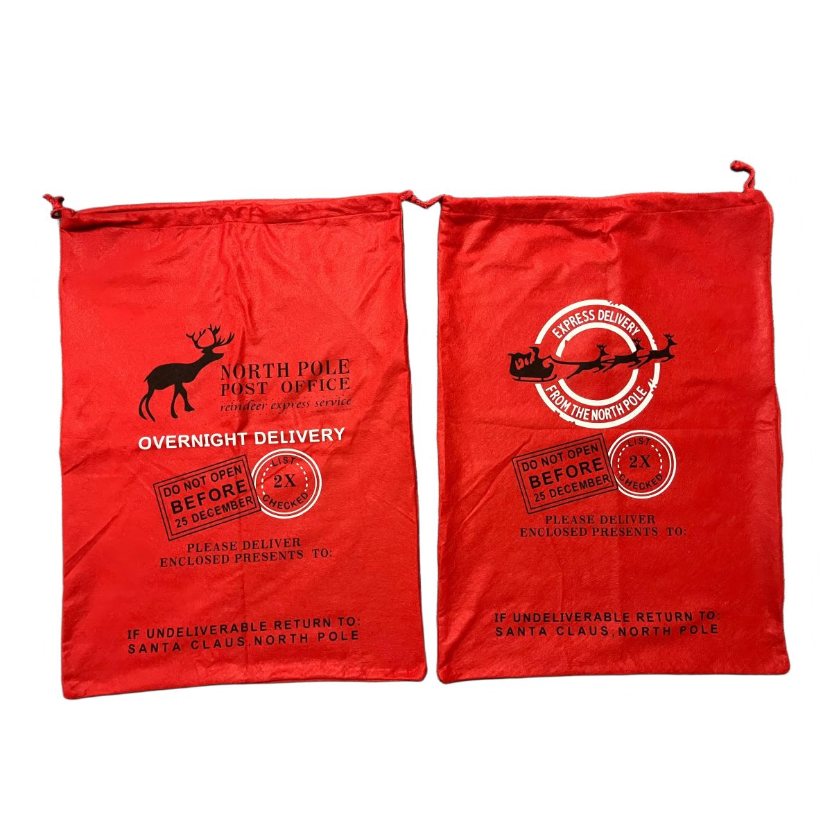 Christmas Linen-Style Sack 50 x 70cm - Red
