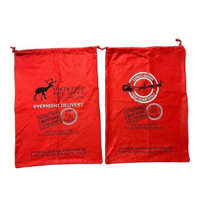 Christmas Linen-Style Sack 50 x 70cm - Red