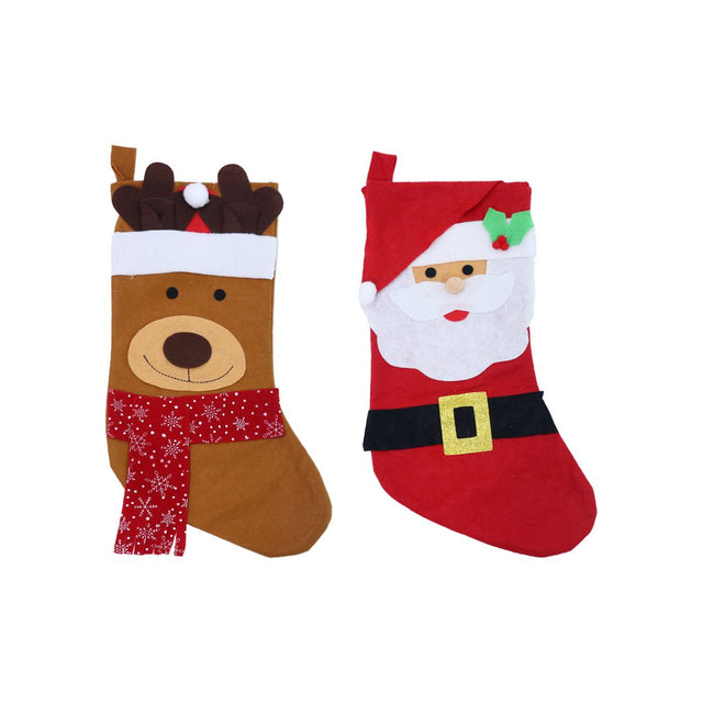 Christmas Character Stocking Santa & Reindeer 44 x 26cm
