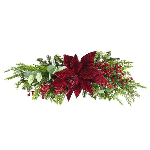 Poinsettia Table Decoration - Burgundy