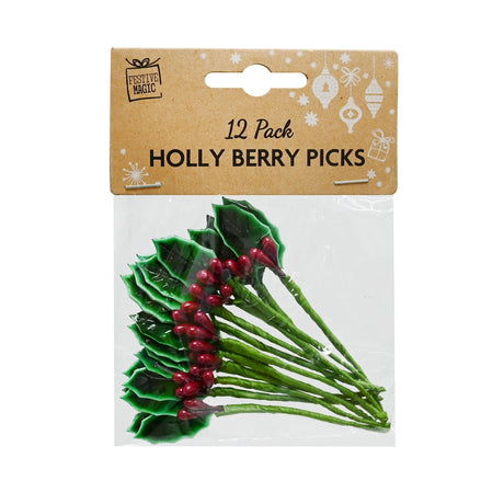 Holly Berries Pick 12 Piece 9/15cm