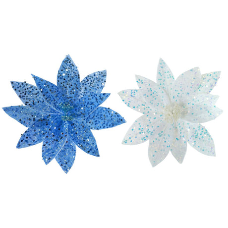Moonlit Sequin Poinsettia Stem Clip - Assorted