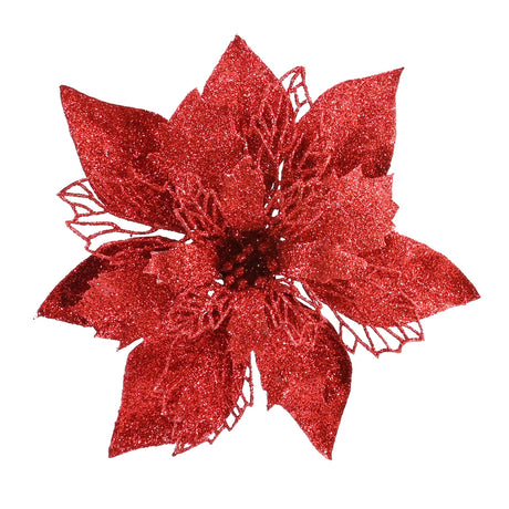 Poinsettia Glitter Clip