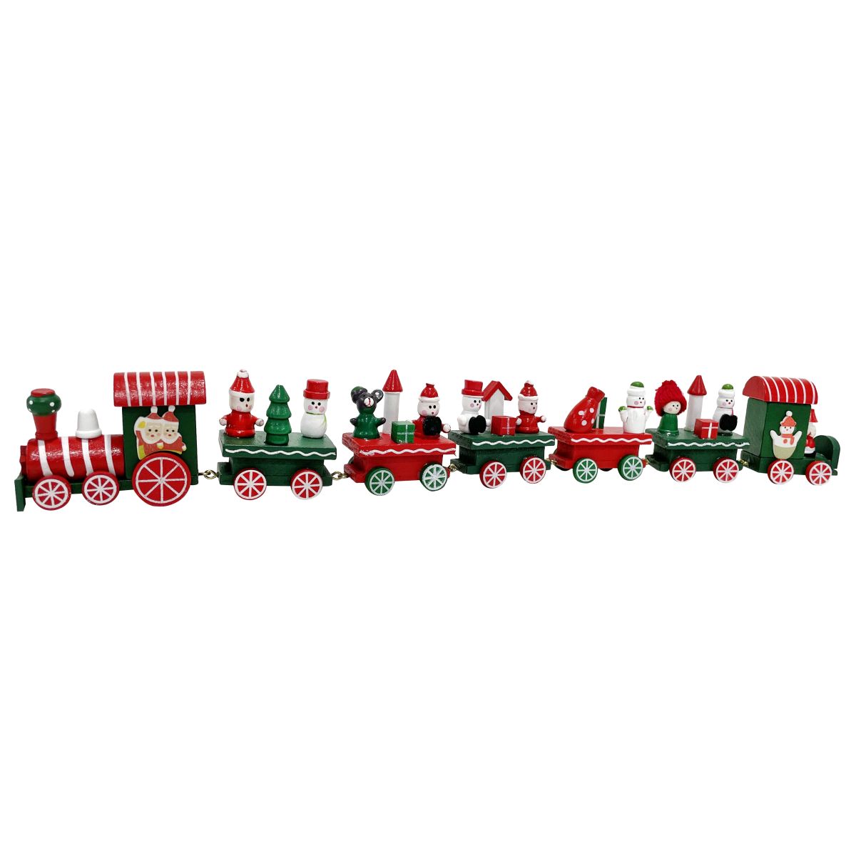 7 Carriage Wooden Christmas Train Table Decoration 41.5cm