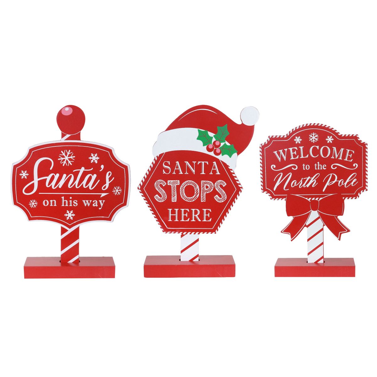 12 Pack Mini Red Sign Posts - Assorted Designs