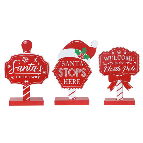 12 Pack Mini Red Sign Posts - Assorted Designs