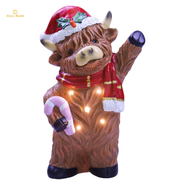 LED Highland Cow Christmas Ornament 16 x 10.5 x 23.5cm