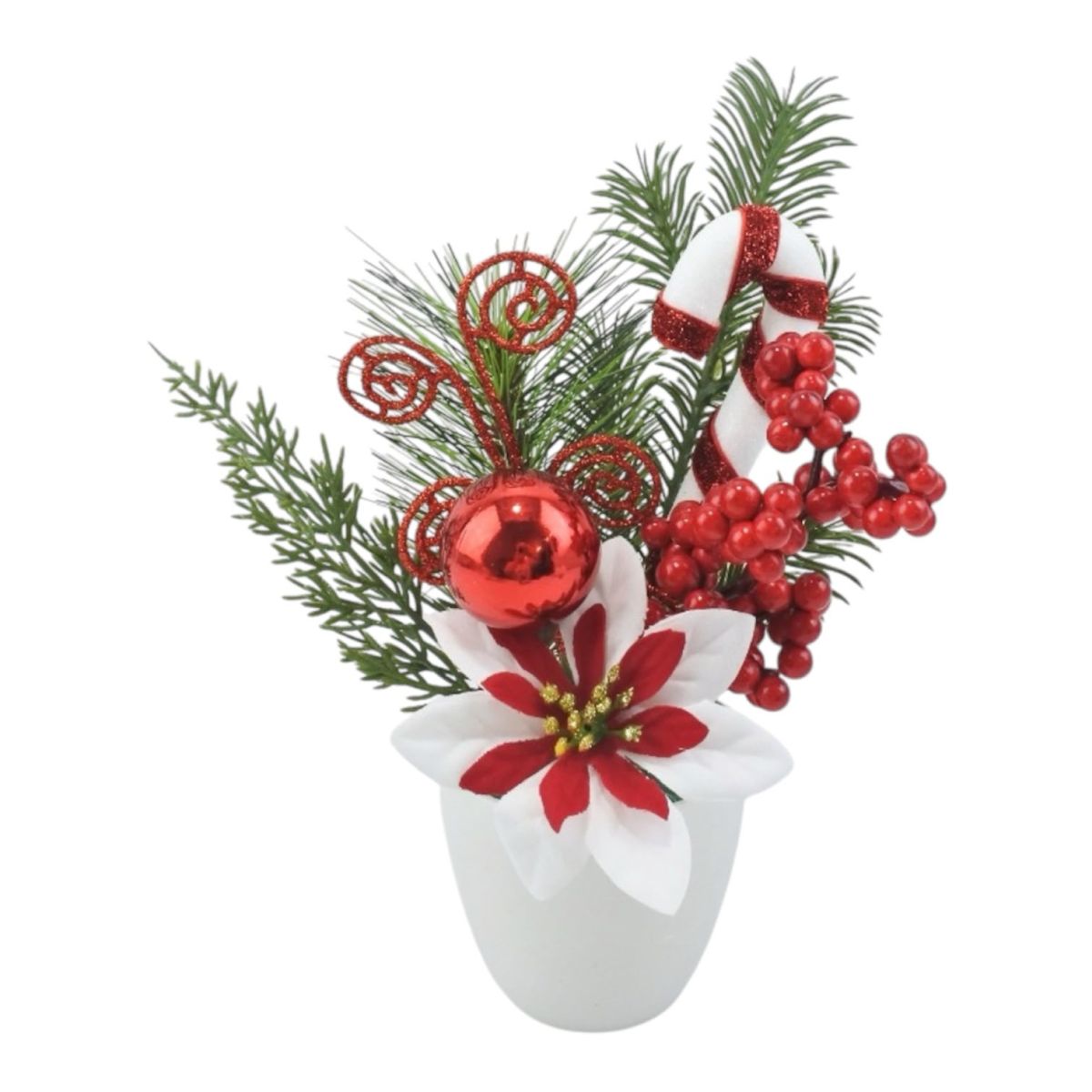 Christmas Candy Cane Potted Plant Decoration 28cm