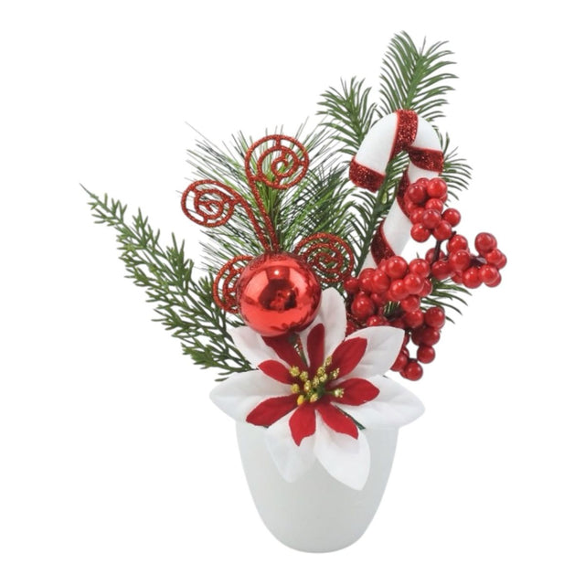 Christmas Candy Cane Potted Plant Decoration 28cm